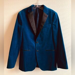 Tommy Hilfiger Deep Teal Velvet Blazer with Black Lapel